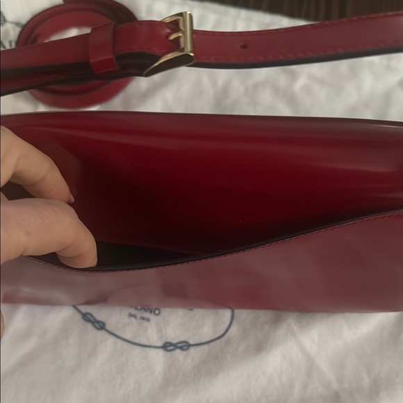 Prada Red Glossy Shoulder Bag with Gold Logo - Picture 10 of 10